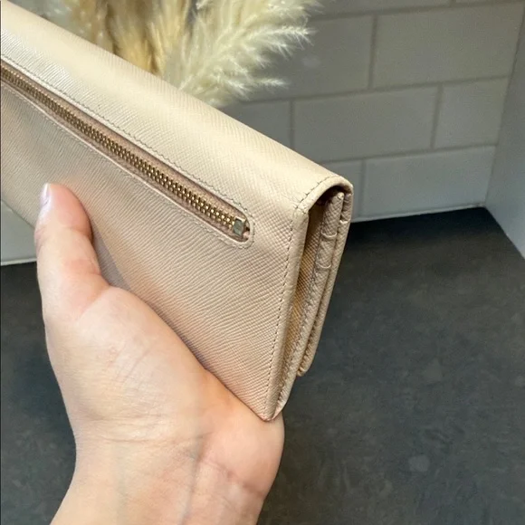PRADA Saffiano leather wallet nude peach color